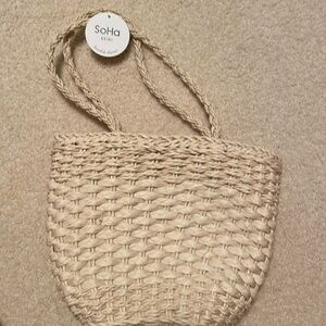 SoHa Keiki, straw mini beach bag beige